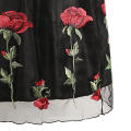 Retro Rose Floral Embroidery Midi Tulle Puff Skirts Vintage Women High Waist Skirts Saia Feminina 2018 Mesh Skirts Ball Gown